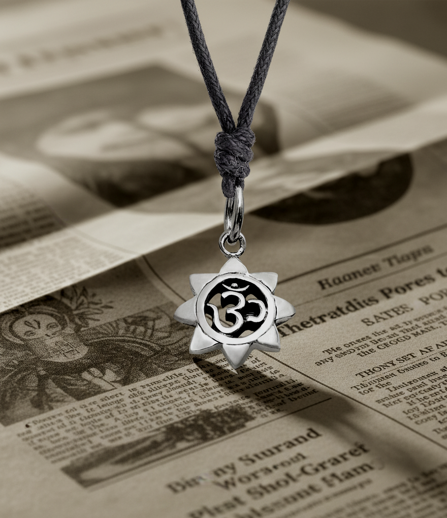 Sunflower Hindu Ohm 92.5 Sterling Silver Pewter Gold Brass Necklace Pendant Jewelry