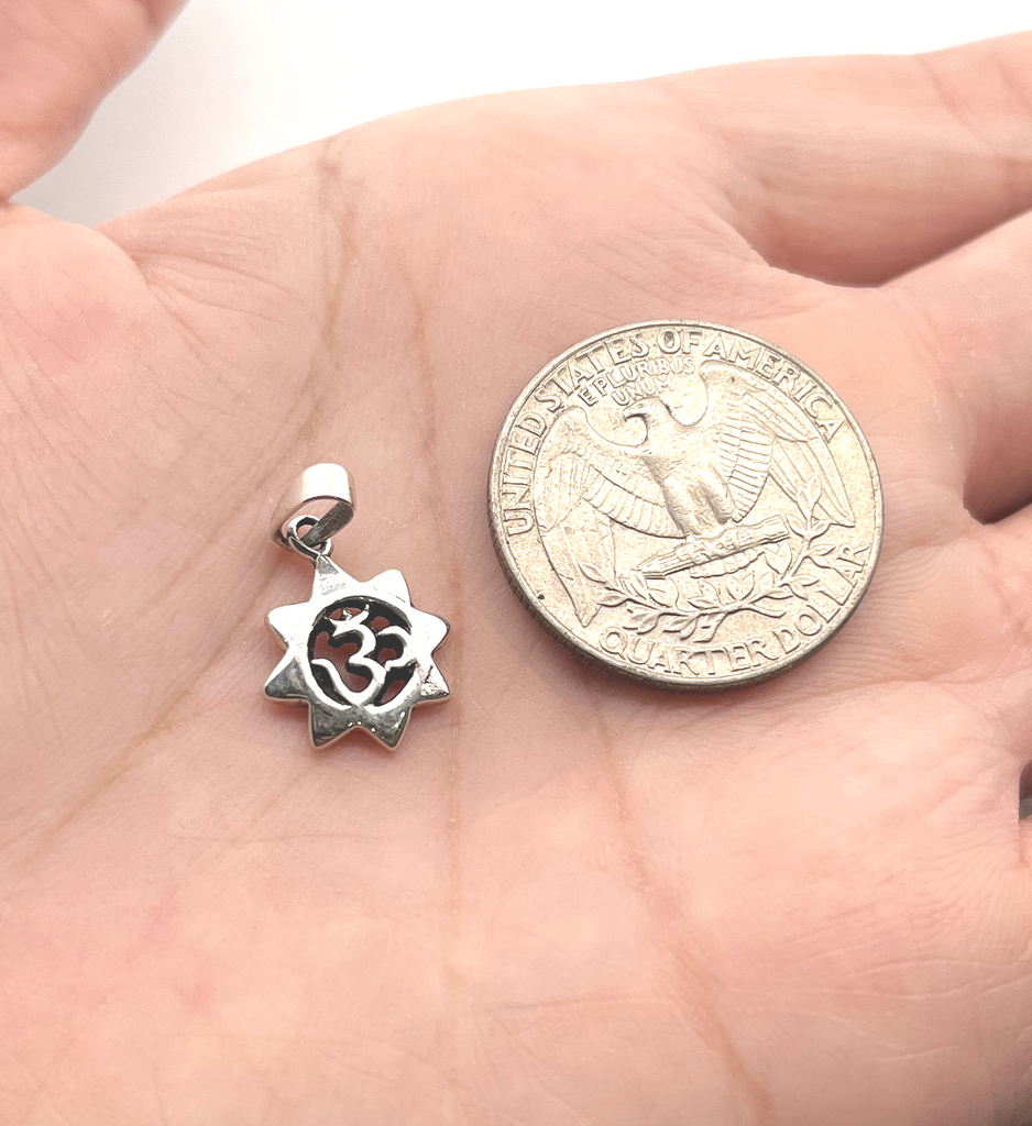 Sunflower Hindu Ohm 92.5 Sterling Silver Pewter Gold Brass Necklace Pendant Jewelry