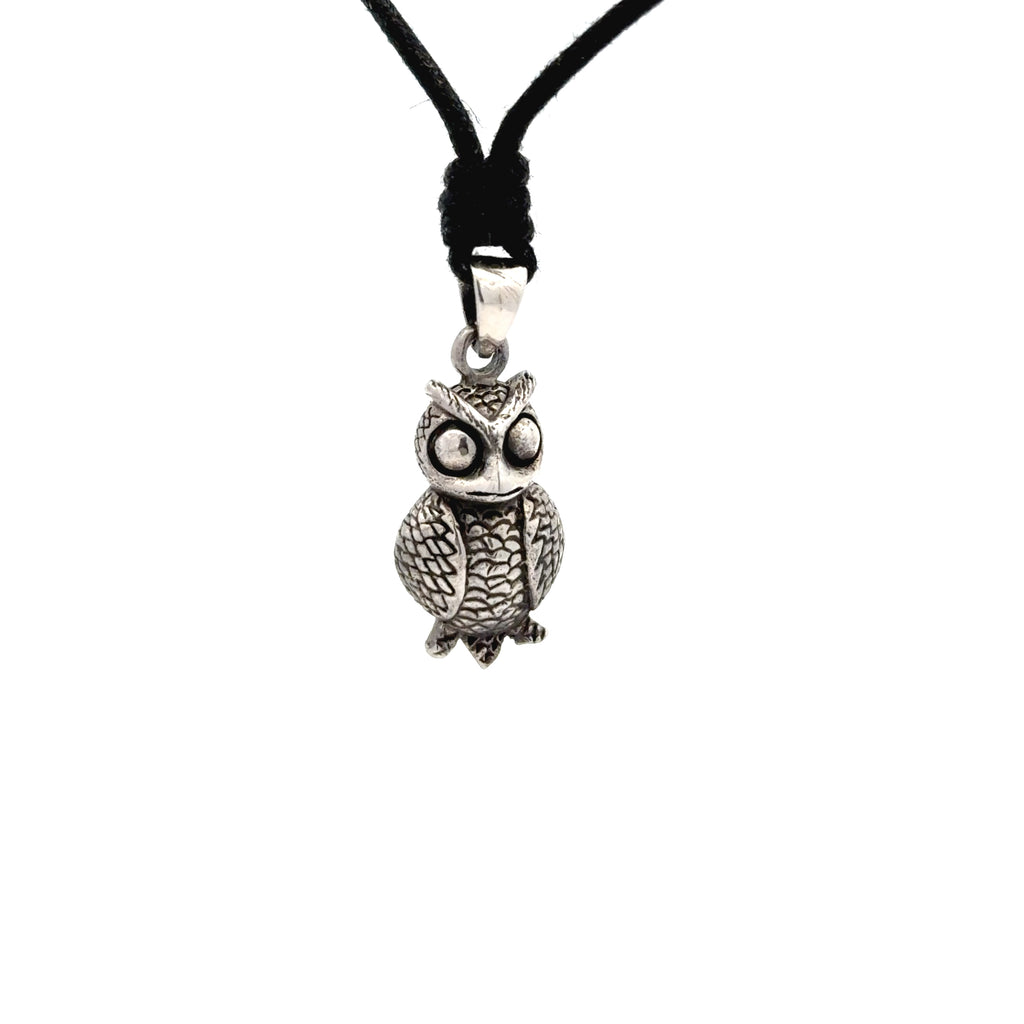 Unique Owl Bird Handmade 92.5 Sterling Silver Brass Pewter Necklace Pendant Jewelry