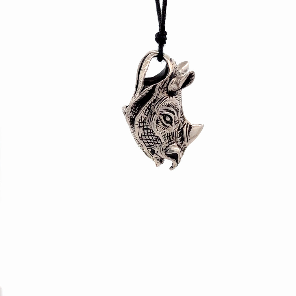 Rhino Head Rhinoceros 92.5 Sterling Silver Brass Gold Necklace Pendant Jewelry