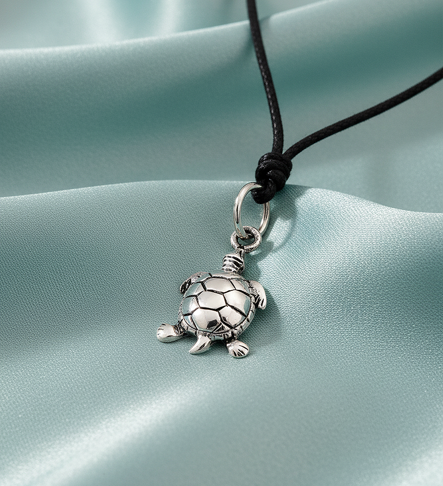Turtle Tortoise Wildlife 92.5 Sterling Silver Gold Brass Necklace Pendant
