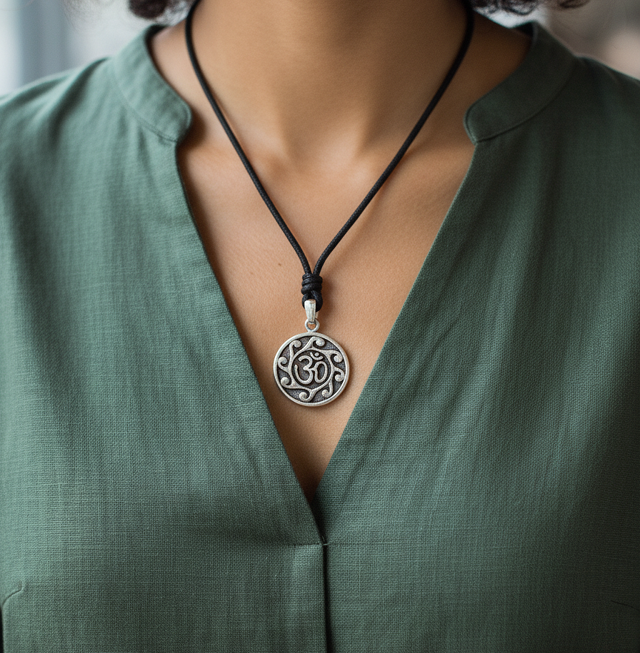 Unique Hindu Symbol Sterling Silver Pewter Brass Charm Necklace Pendant Jewelry