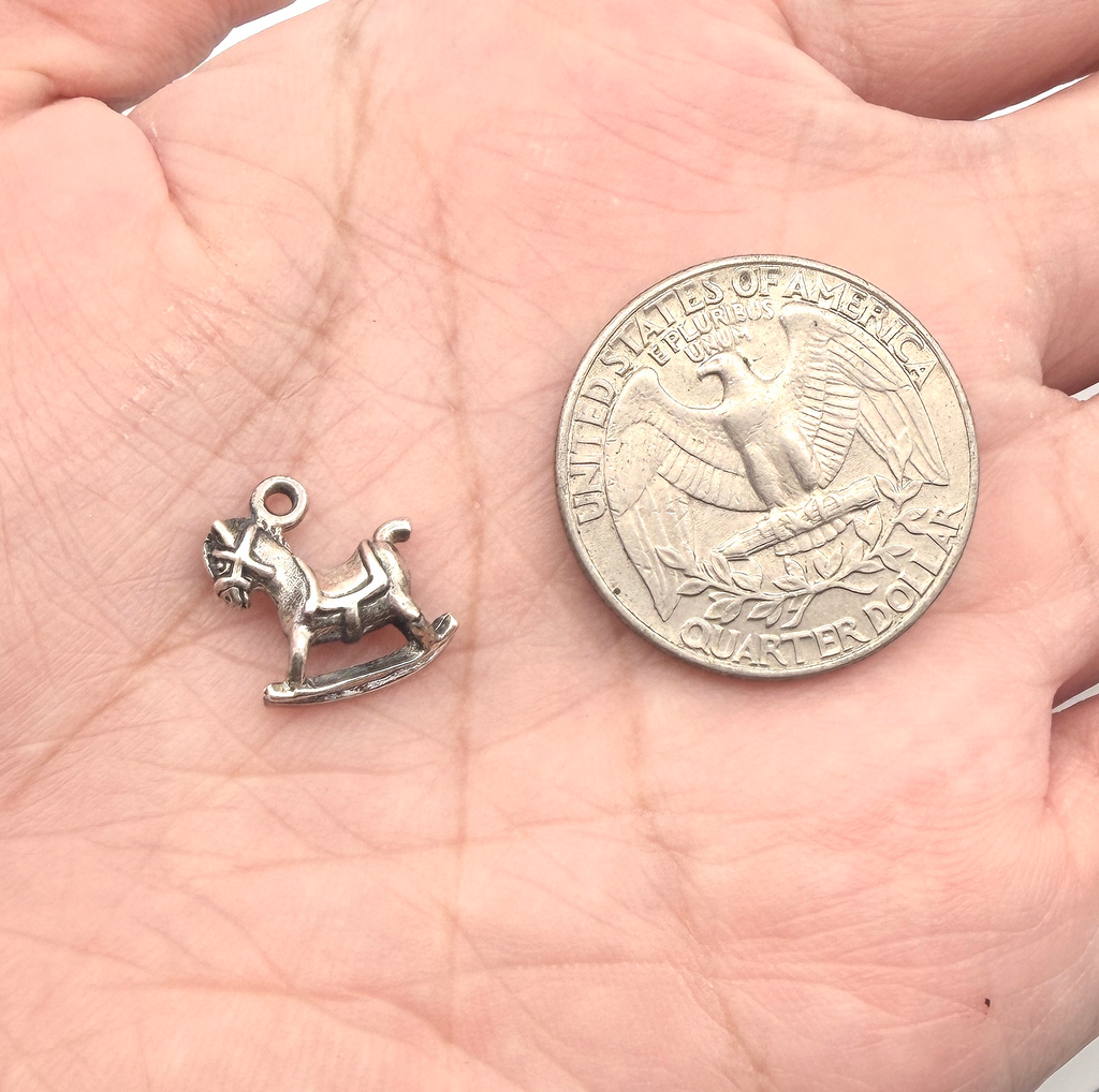 New Rocking Horse Toy Charm 92.5 Sterling Silver Gold Brass Necklace Pendant Jewelry