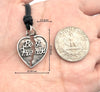 92.5 Sterling Silver Best Friends Broken Heart Pendant Charm With Cotton Cord