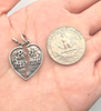 92.5 Sterling Silver Best Friends Broken Heart Pendant Charm With Cotton Cord