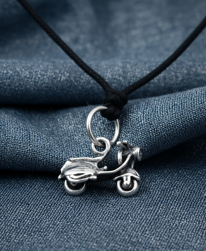 Classic Vintage Vespa Scooter 92.5 Sterling Silver Gold Brass Charm Necklace Pendant Jewelry