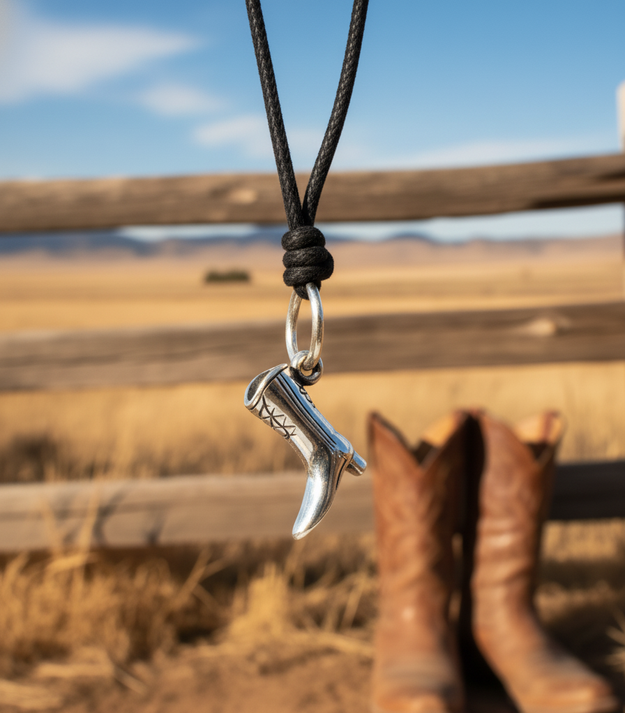 New Cowboy Boot Shoe Charm Sterling-Silver Charm Necklace Pendant Jewelry