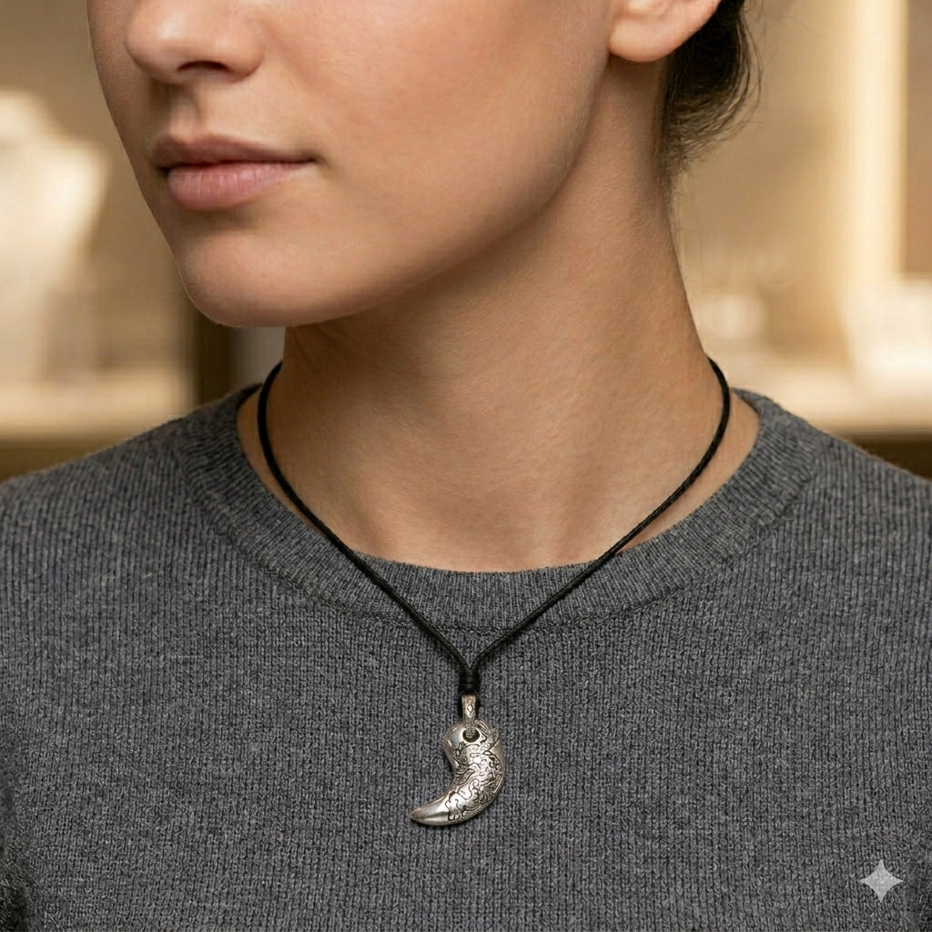 Yin Yang Japanese 92.5 Sterling Silver Gold Brass Charm Necklace Pendant Jewelry
