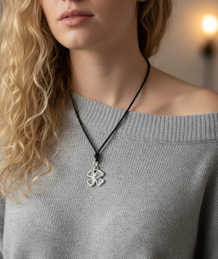 Four Leaf Clover Sterling-silver Pewter Gold Brass Charm Necklace Pendant Jewelry