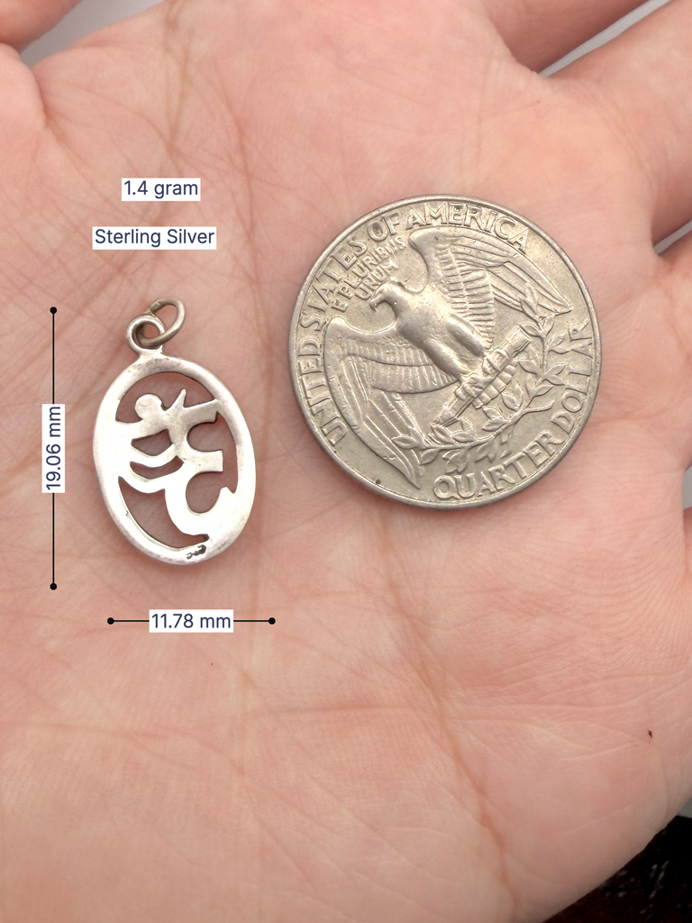 New Hindu Om Ohm 92.5 Sterling Silver Pewter Charm Necklace Pendant Jewelry