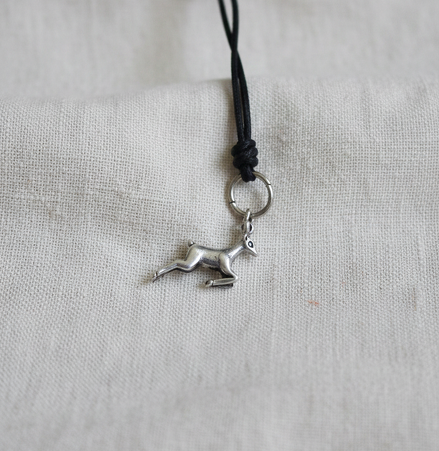 Deer 92.5 Sterling Silver Gold Brass Charm Necklace Pendant Jewelry