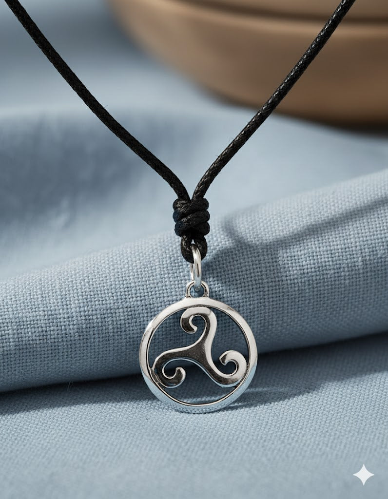 Trilogy Triquetra Wave 92.5 Sterling Silver Gold Brass Necklace Pendant Jewelry