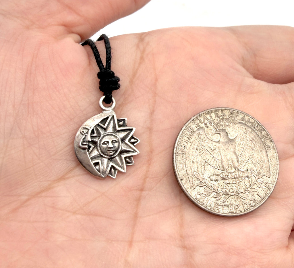 Sun and Moon 92.5 Sterling Silver Pewter Brass Necklace Pendant Jelwery