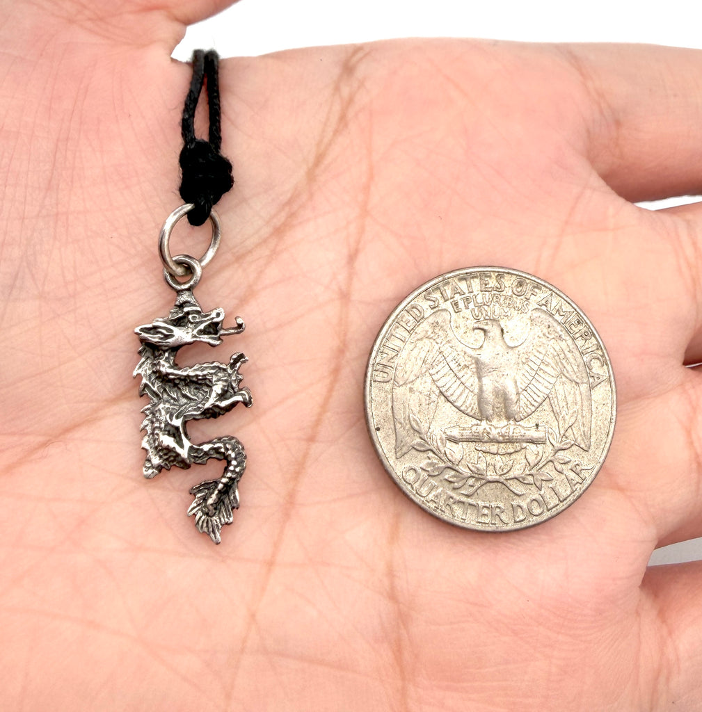 Dragon Chinese Handmade Sterling Silver Gold Brass Necklace Pendant Jewelry