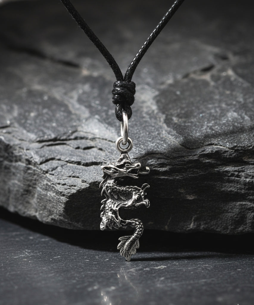 Dragon Chinese Handmade Sterling Silver Gold Brass Necklace Pendant Jewelry
