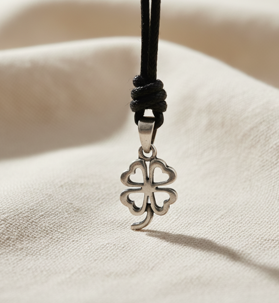 Four Leaf Clover Sterling-silver Pewter Gold Brass Charm Necklace Pendant Jewelry