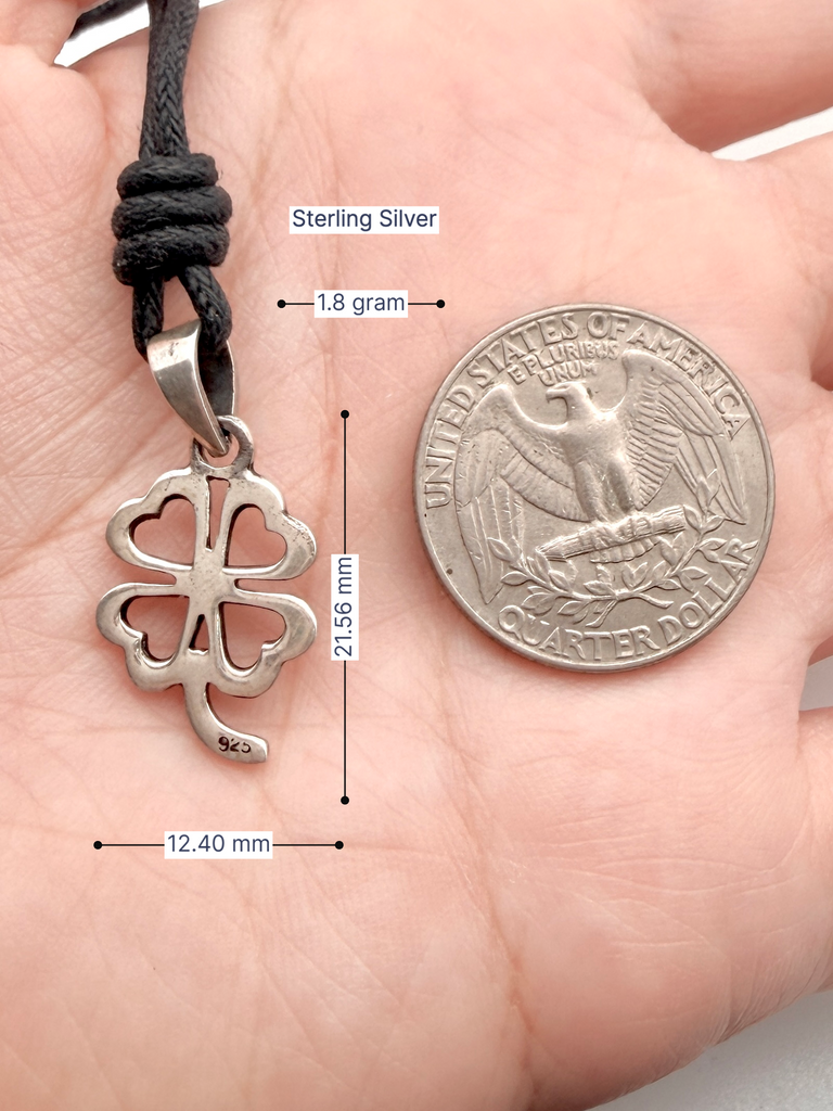 Four Leaf Clover Sterling-silver Pewter Gold Brass Charm Necklace Pendant Jewelry