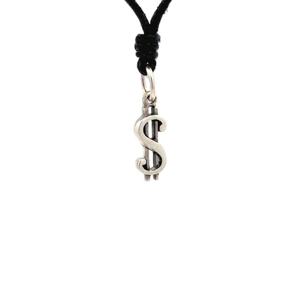 Dollar Bill Symbol Silver Pewter Charm Necklace Pendant Jewelry