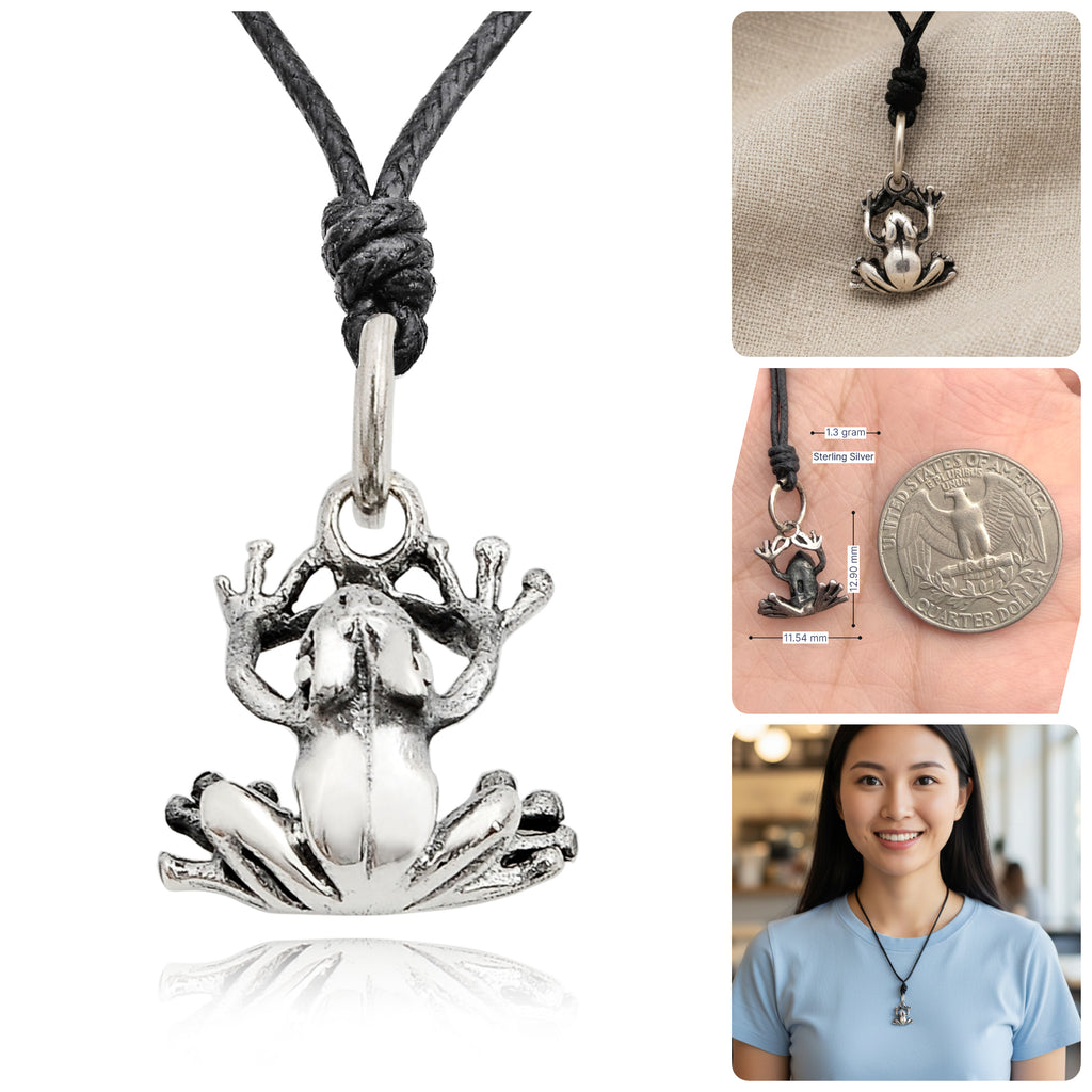 Frog Toad Prince 92.5 Sterling Silver Gold Brass Charm Necklace Pendant Jewelry