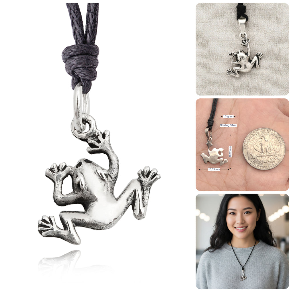 Frog Toad Prince 92.5 Sterling Silver Gold Brass Charm Necklace Pendant Jewelry