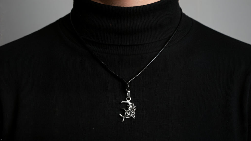 Fairy Moon Woman 92.5 Sterling Silver Gold Brass Charm Necklace Pendant Jewelry