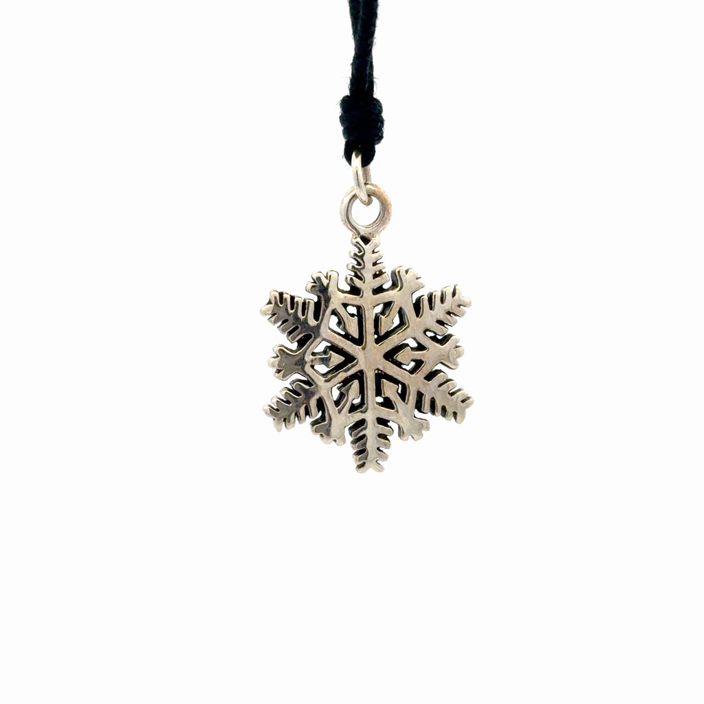 Snow Flake Winter Handmade 92.5 Sterling Silver Brass Necklace Pendant Jewelry