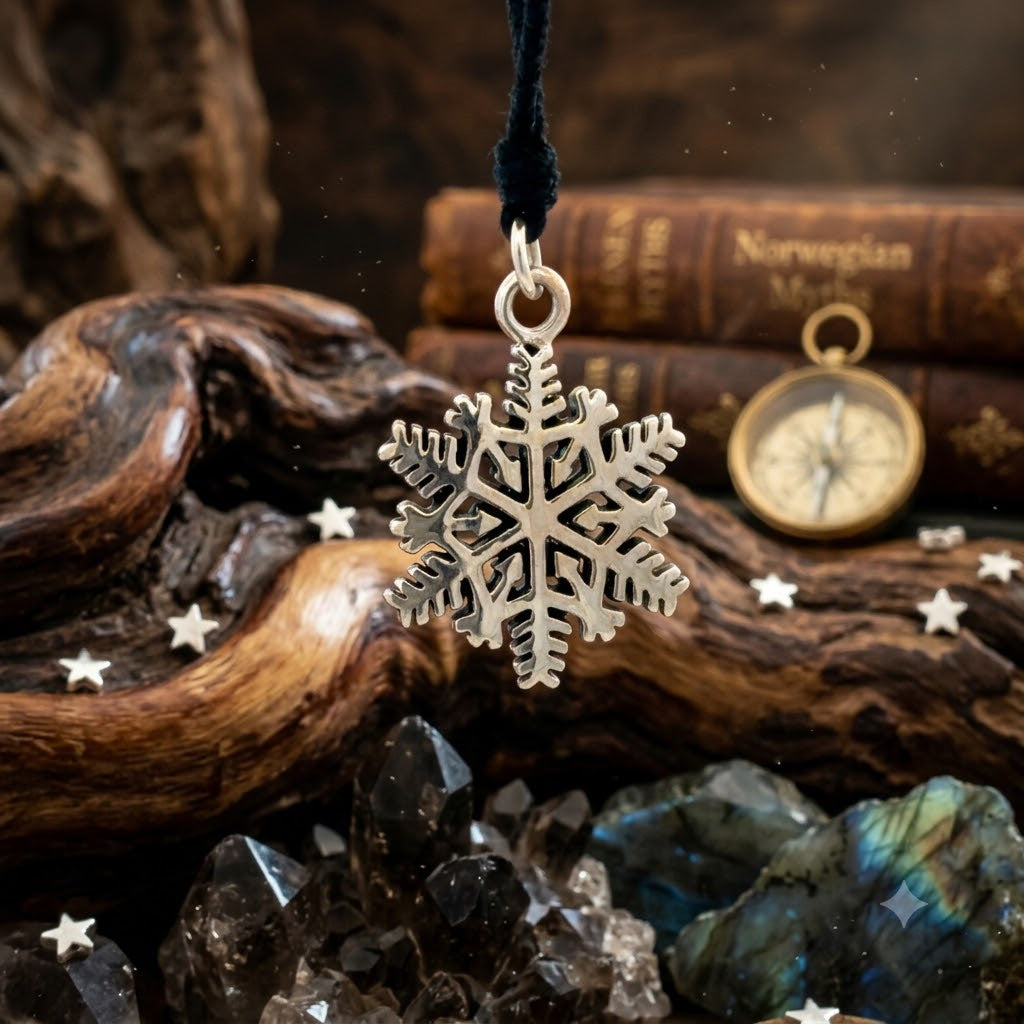 Snow Flake Winter Handmade 92.5 Sterling Silver Brass Necklace Pendant Jewelry