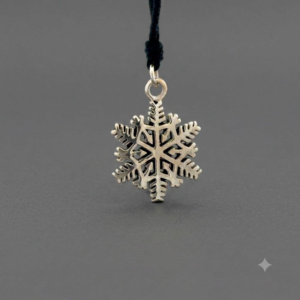 Snow Flake Winter Handmade 92.5 Sterling Silver Brass Necklace Pendant Jewelry