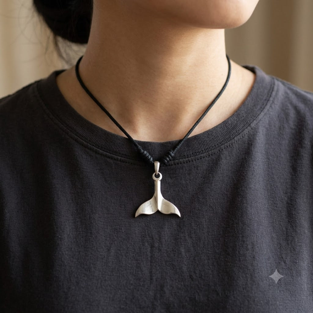 Unique Whale Tail Silver Pewter Brass Charm Necklace Pendant Jewelry