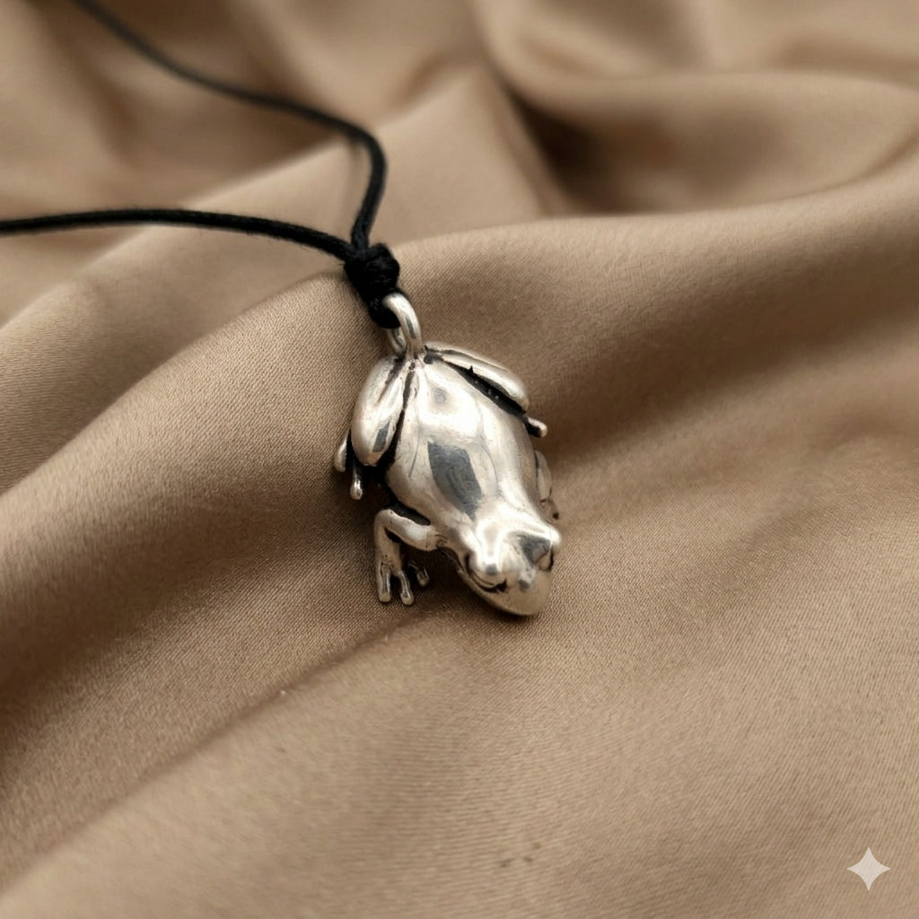 Cute Frog 92.5 Sterling Silver Charm Necklace Pendant Jewelry
