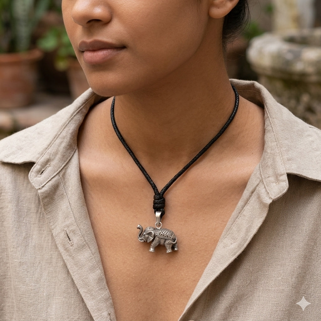 Thai Elephant 92.5 Sterling Silver Pewter Gold Brass Necklace Pendant Jewelry