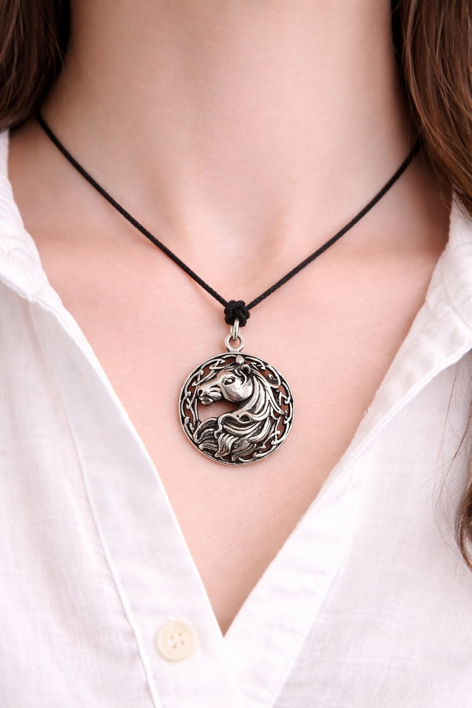 Celtic Horse 92.5 Sterling Silver Gold Brass Charm Necklace Pendant Jewelry