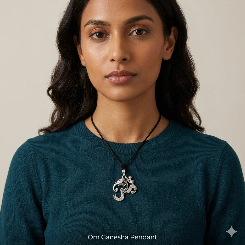 Elephant Ganesh 92.5 Sterling Silver  Necklace Pendant Jewelry.
