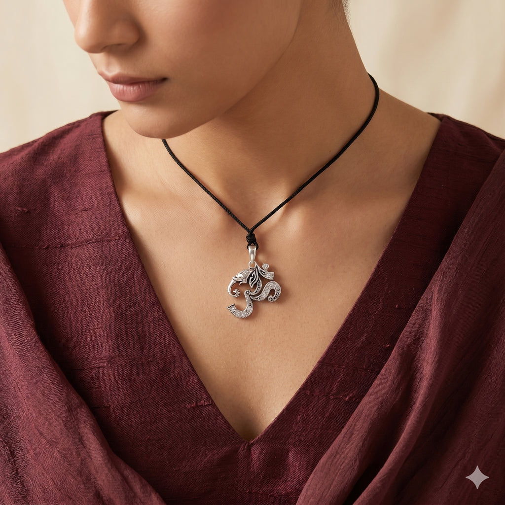 Hindu Ohm Aum Om Handcrafted Silver Pewter Brass Charm Necklace Pendant Jewelry