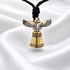 Eagle Adorned Hand Bell 92.5 Sterling Silver Charm Necklace Pendant Jewelry