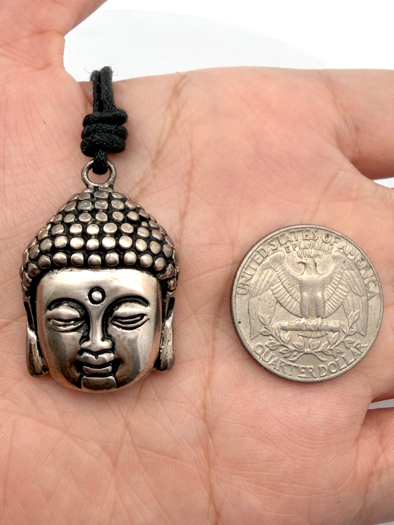 Buddha Head Silver Pewter Gold Brass Charm Necklace Pendant Jewelry