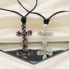 Cross multi color 92.5 Sterling Silver Necklace Pendant Jewelry.