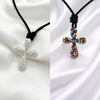 Cross multi color 92.5 Sterling Silver Necklace Pendant Jewelry.
