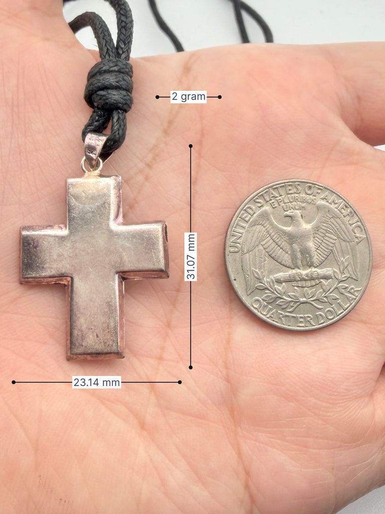 Elegant Multicolor Rhinestone Cross Charm 92.5 Sterling Silver  Necklace Pendant Jewelry