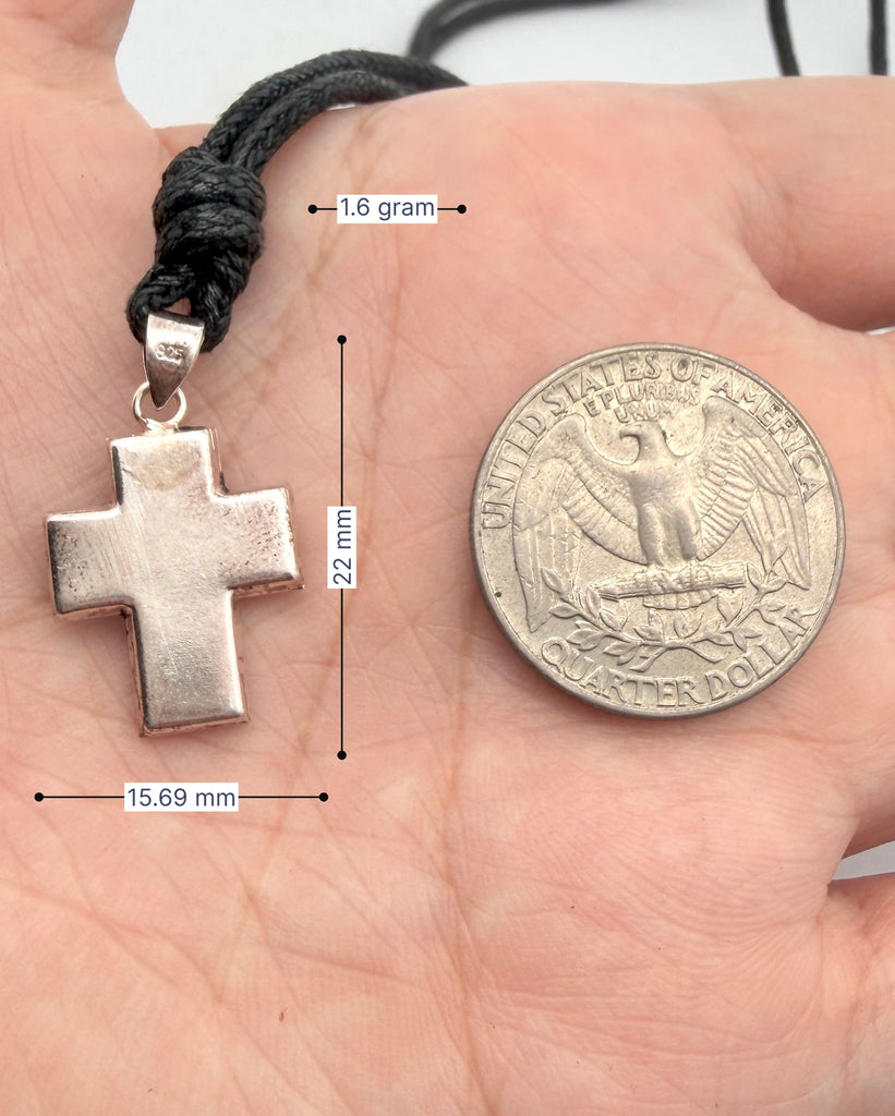 Elegant Multicolor Rhinestone Cross Charm 92.5 Sterling Silver  Necklace Pendant Jewelry