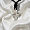 Elegant Multicolor Rhinestone Cross Charm 92.5 Sterling Silver  Necklace Pendant Jewelry