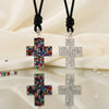 Elegant Multicolor Rhinestone Cross Charm 92.5 Sterling Silver  Necklace Pendant Jewelry