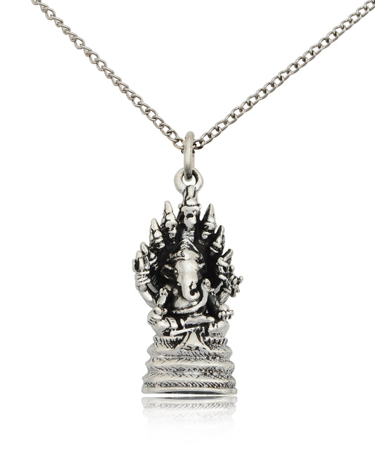 Ganesh Hindu Elephant God 92.5 Sterling Silver Brass Charm Necklace Pendant Jewelry