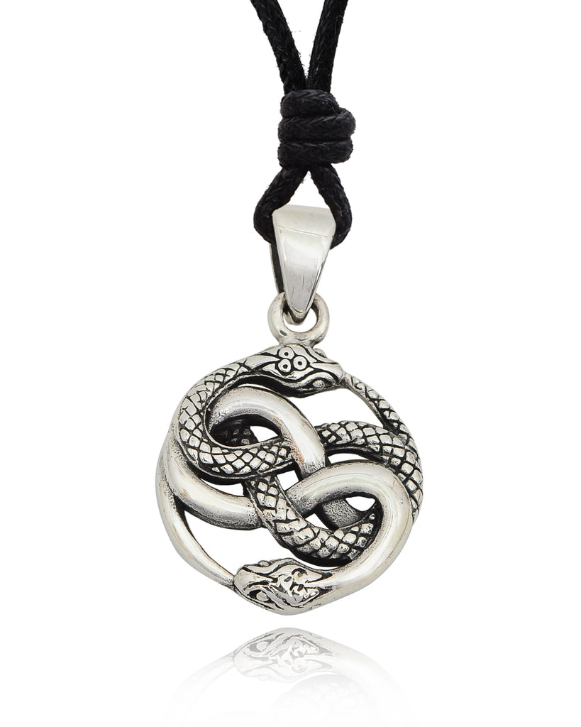 Ouroboros Snake 92.5 Sterling Silver Pewter Brass Charm Necklace Pendant Jewelry