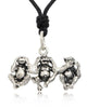 Three Wise Monkey 92.5 Sterling Silver Brass Charm Necklace Pendant Jewelry