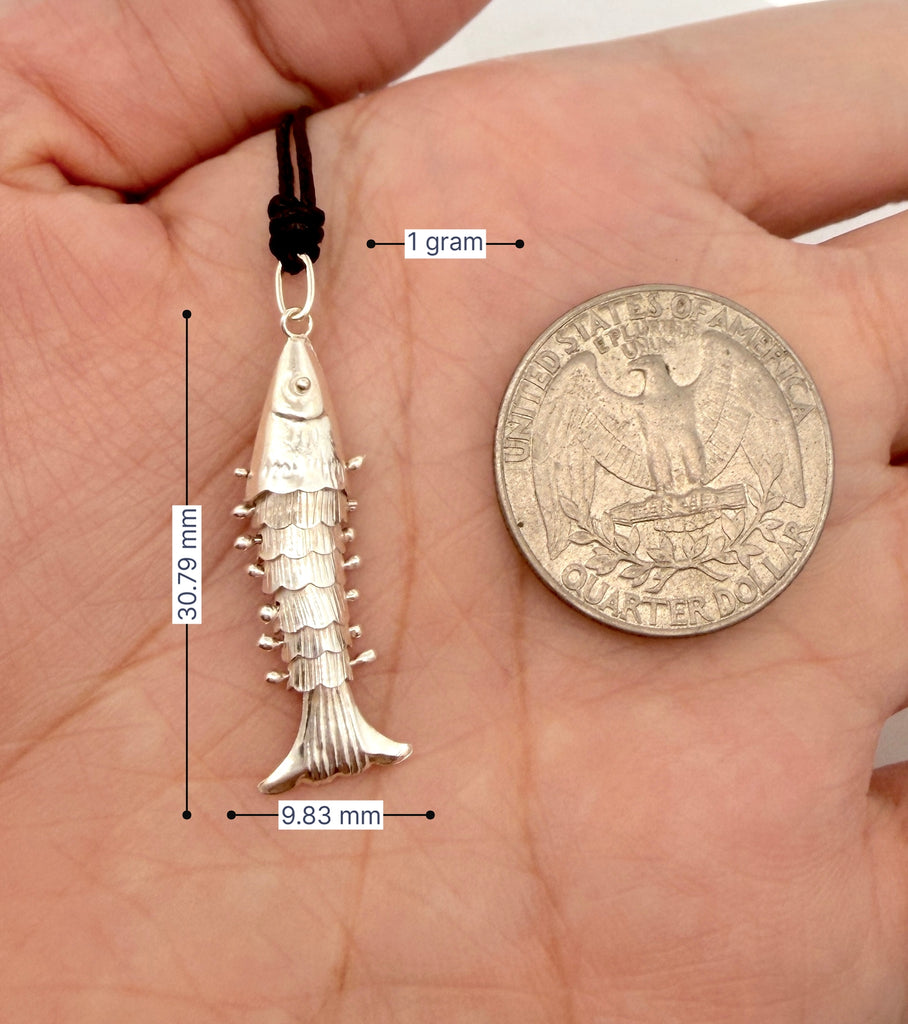 Little Fish 92.5 Sterling Silver  Charm Necklace Pendant Jewelry