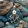 Sea Octopus 92.5 Sterling Silver Charm Necklace Pendant Jewelry