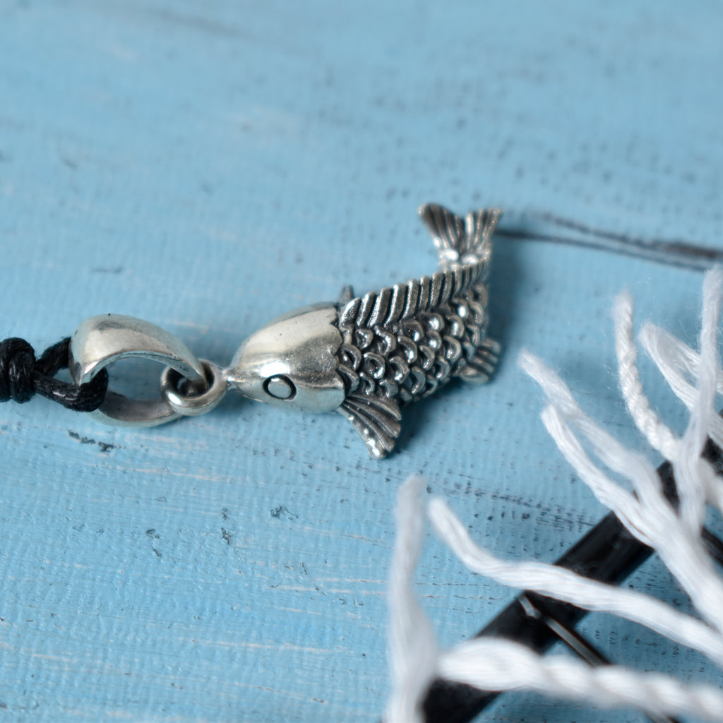 Fish Sterling Silver Brass Charm Necklace Pendant  Marine Melody Jewelry