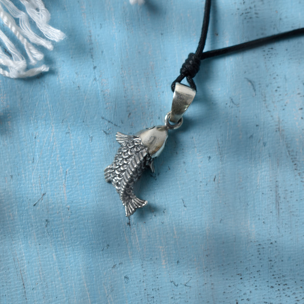 Fish Sterling Silver Brass Charm Necklace Pendant  Marine Melody Jewelry
