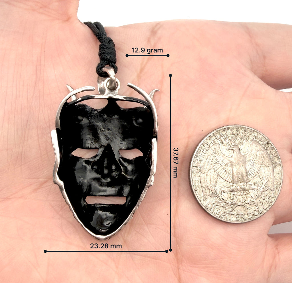 Devil Worshiper Satan Mask 925 Sterling Silver Gold Brass Necklace Jewelry